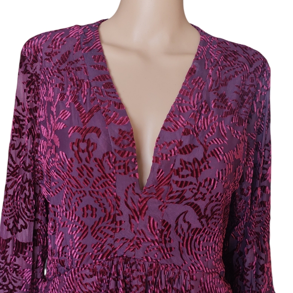 The Pyramid Collection dress Large L velvet burnout whimsigoth Bell sleeve Goth - Picture 4 of 11